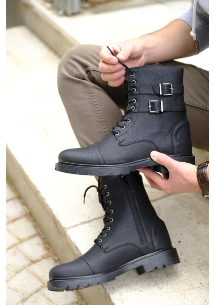 Falcn Benny Çift Tokalı Kemerli Bot Siyah Deri Malzeme ile Rahat Kullanım 42 Numara fırsatları