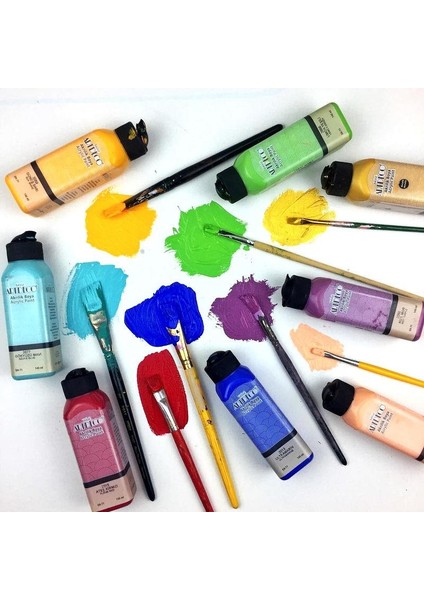 Canlı Renk Akrilik Boya 140 ml 7'li + Metalik Altın Tekli