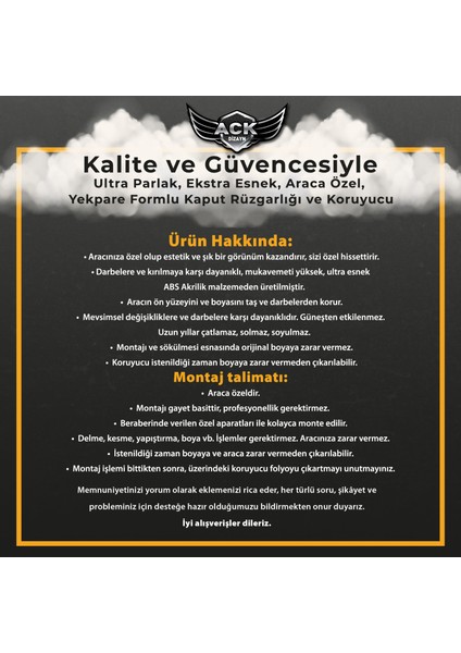 Fiat Doblo Kaput Koruma Rüzgarlığı 2010-2014