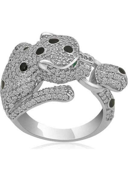 Gümüş Kaplan Figürlü Bayan Yüzük fırsatları