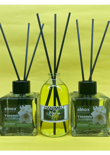 Kadife Bambu Çubuklu 2'li Yasemin 1 Hanımeli Ofis Oda ve Banyo Kokusu