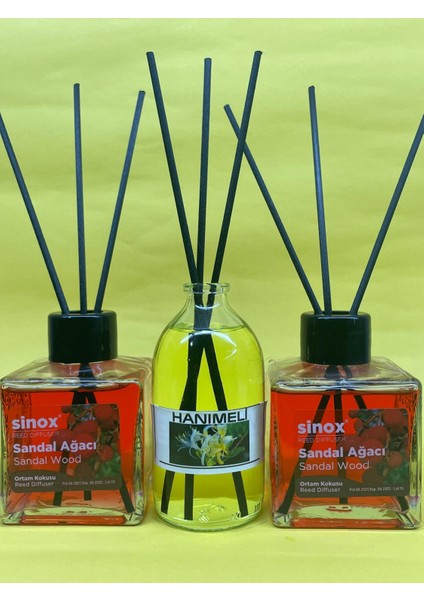 Kadife Bambu Çubuklu 2'li Sandal Ağacı 1hanımeli Ofis Oda ve Banyo Kokusu