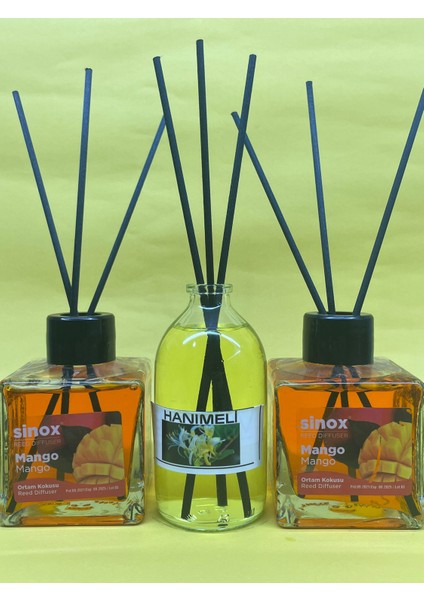 Kadife Bambu Çubuklu 2'li Mango 1 Hanımeli Ofis Oda ve Banyo Kokusu