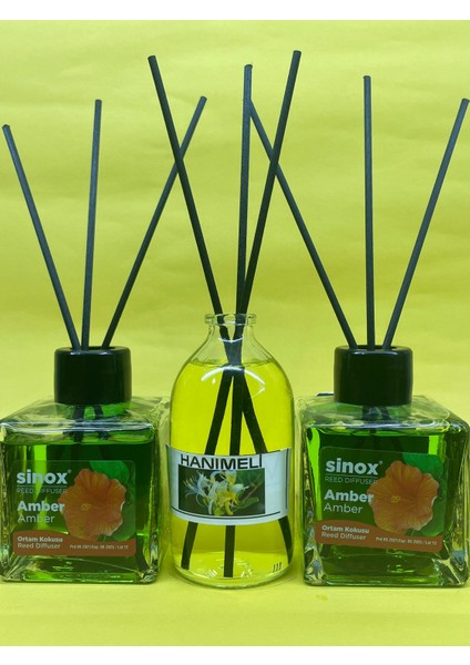 Kadife Bambu Çubuklu 2'li Amber 1 Hanımeli Ofis Oda ve Banyo Kokusu