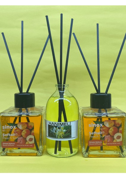 Kadife Bambu Çubuklu 2'li Şeftali 1 Hanımeli Ofis Oda ve Banyo Kokusu