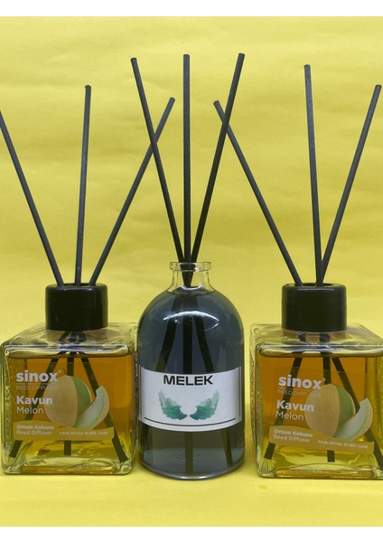 Kadife Bambu Çubuklu 2'li Kavun 1 Melek Ofis Oda ve Banyo Kokusu