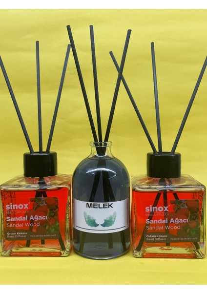Kadife Bambu Çubuklu 2'li Sandal Ağacı 1 Melek Ofis Oda ve Banyo Kokusu