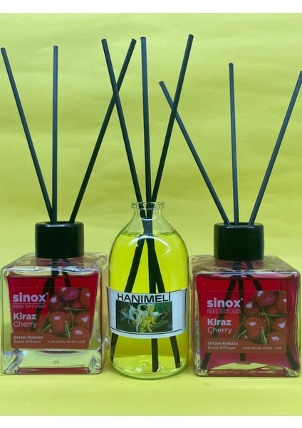 Kadife Bambu Çubuklu 2'li Kiraz 1 Hanımeli Ofis Oda ve Banyo Kokusu