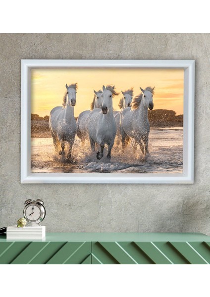 Gift Atlar Tasarımlı Özel Ahşap Çerçeveli Tablo 30X46CM-3