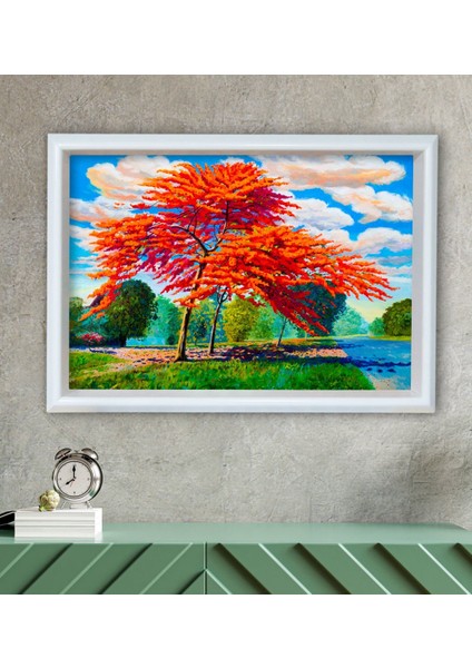 Gift Ağaçlar Tasarımlı Özel Ahşap Çerçeveli Tablo 30X46CM-6