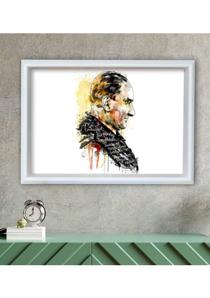 Gift Atatürk Temalı Özel Ahşap Çerçeveli Tablo 30X46CM-19