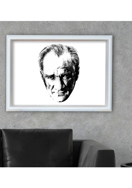 Gift Atatürk Karakalem Temalı Özel Ahşap Çerçeveli Tablo 30X46CM-4 fiyatları