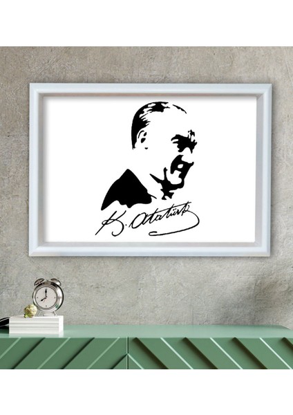 Gift Atatürk Silüet Temalı Özel Ahşap Çerçeveli Tablo 30X46CM-7