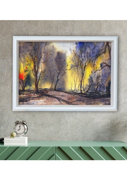 Gift Ağaçlar Tasarımlı Özel Ahşap Çerçeveli Tablo 30X46CM-4