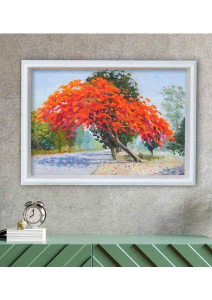 Gift Ağaçlar Tasarımlı Özel Ahşap Çerçeveli Tablo 30X46CM-1