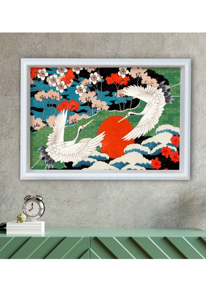 Gift Japanese Art Tasarımlı Özel Ahşap Çerçeveli Tablo 30X46CM-1