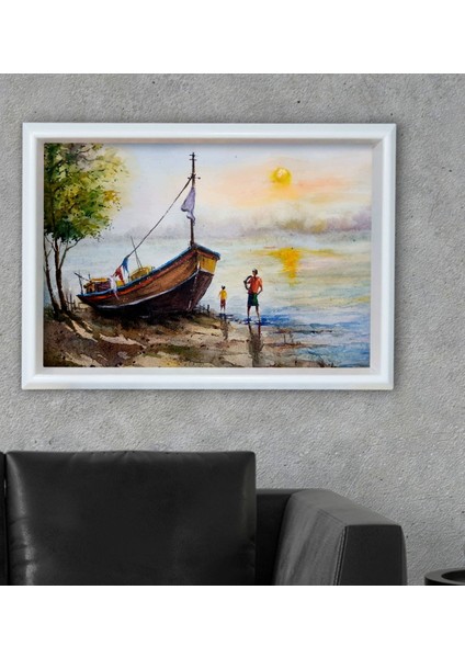 Gift Kayık Tasarımlı Özel Ahşap Çerçeveli Tablo 30X46CM-1 fiyatları