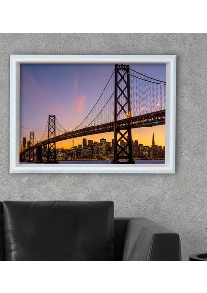 Gift Golden State Köprüsü Tasarımlı Özel Ahşap Çerçeveli Tablo 30X46CM-1 fiyatları