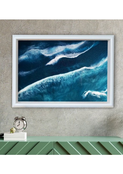Gift Okyanus Dalgaları Tasarımlı Özel Ahşap Çerçeveli Tablo 30X46CM-2