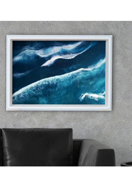 Gift Okyanus Dalgaları Tasarımlı Özel Ahşap Çerçeveli Tablo 30X46CM-2 fiyatları