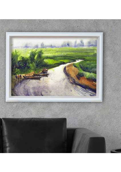 Gift Nehir Tasarımlı Özel Ahşap Çerçeveli Tablo 30X46CM-1 fiyatları