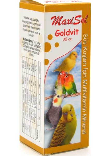 Goldvit 30CC Ötüm ve Enerji  + Multivit 30 cc + Kalamar Kemiği 30 gr Sıcacık Kuş Vitamin Seti