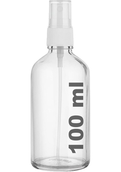 100 cc Şeffaf Sprey Kapaklı 100 ml Beyaz Fısfıs Kolonya Dezenfektan Cam Şişe 1 Adet