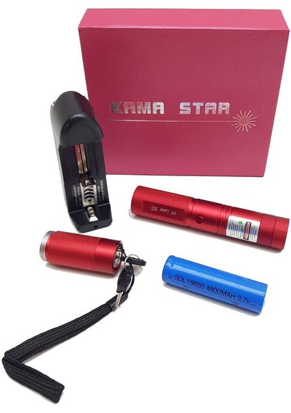 Green Laser Pointer Şarjlı Güçlü Yeşil Lazer Metal Kasa