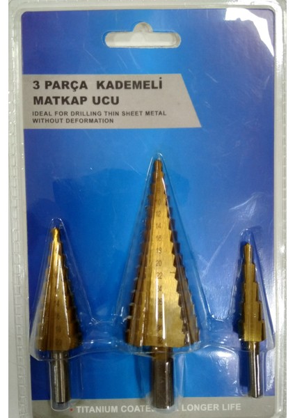 Demir Delme Uc Seti 3 Parça Kademeli Matkap Ucu