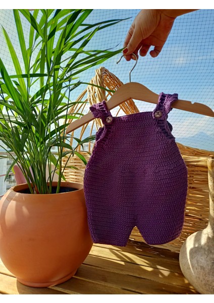 Handmade El Örgüsü Bebek Kısa Kol Tulum ve Şapka 12 - 18 Ay modelleri