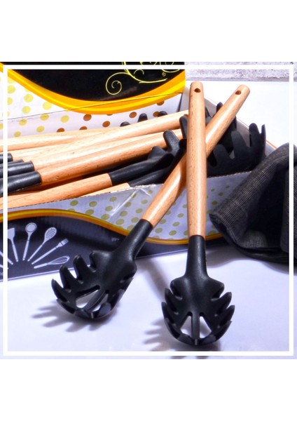 Hazar Pazar Bambu Saplı Silikon Spagetti & Salata Kaşığı Siyah modelleri