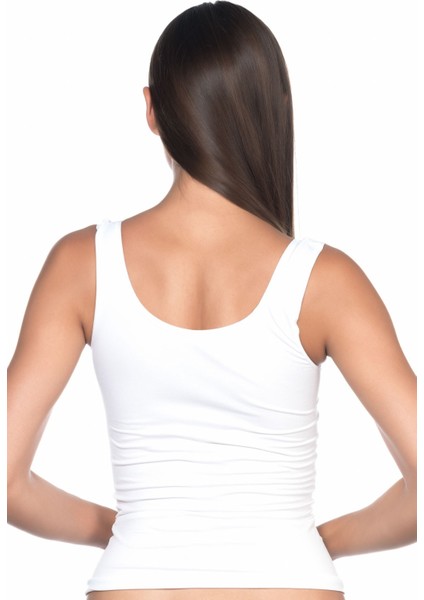 Beyaz 5002 Soft Kalın Askılı Uzun Atlet