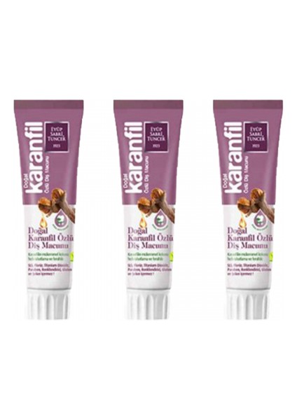 Doğal Karanfil Özlü Diş Macunu 75 ml x 3