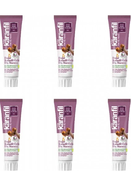 Doğal Karanfil Özlü Diş Macunu 75 ml x 6
