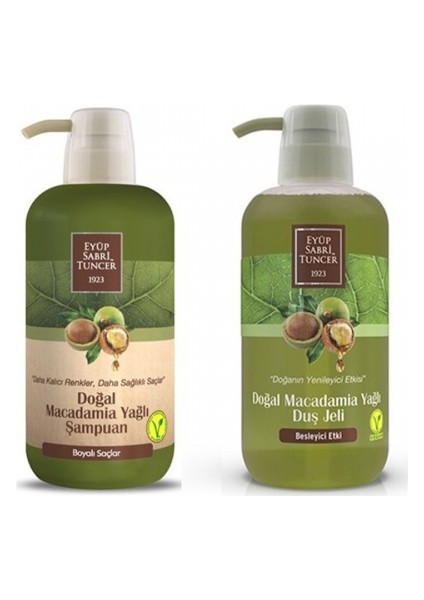 Doğal Macadamia Yağlı Şampuan 600 ml + Macadamia Yağlı Duş Jeli 600 ml