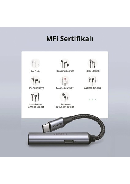 60W Pd 3.0 Şarj Destekli ve Type-C Lightning Mfi Ses Adaptörü