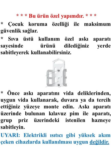 3'lü Topraklı Çocuk Korumalı Grup Priz 9 Metre modelleri