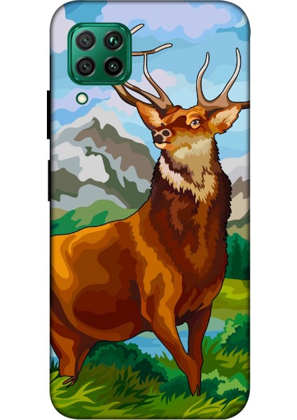 Deste Huawei P40 Lite Kılıf Geyik Baskılı Desenli Silikon Kılıf A++-8103