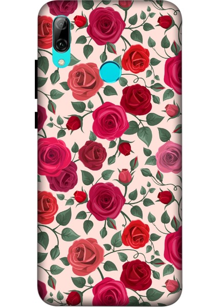 Deste Huawei P Smart 2019 Kılıf Kırmızı Güller Baskılı Desenli Silikon Kılıf A++-8028