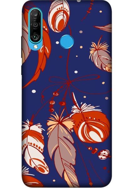 Deste Huawei P30 Lite Kılıf Yapraklar Baskılı Desenli Silikon Kılıf A++-8126