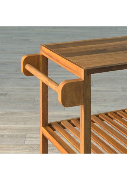 INTERBUILD REAL WOOD Interbuild Masif Akasya,holger Mutfak Servis ARABASI,799X349X850 Mm,altın Tik