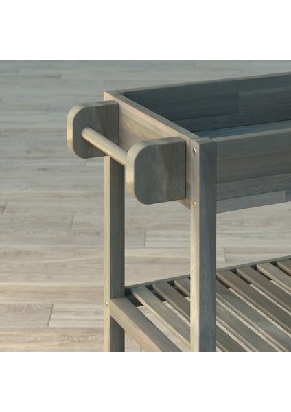 INTERBUILD REAL WOOD Interbuild Masif Akasya,holger Tepsili Mutfak Servis ARABASI,799X349X850 Mm,alaca Gri