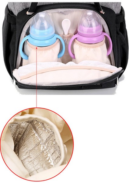 USB Süt Isıtıcılı Oxford Kumaş Anne & Bebek Sırt Çantası - Gri / Siyah (Yurt Dışından) indirimleri