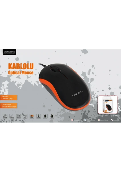 C-15 USB Kablolu Lüx Optical Mouse