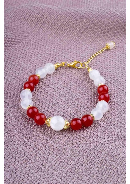 Akik ve Selenit Taşlı Doğal Taş Bileklik