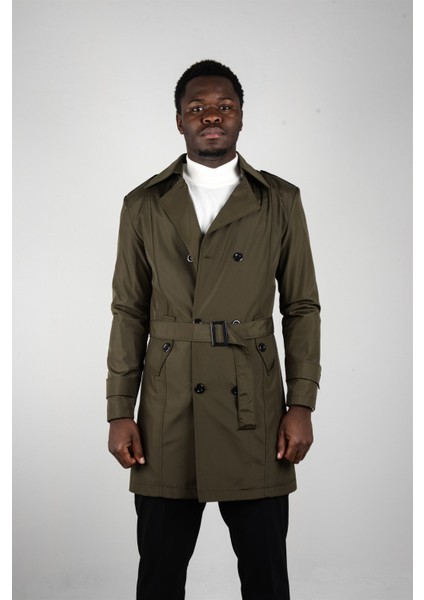 Slim Fit Erkek Haki Trençkot