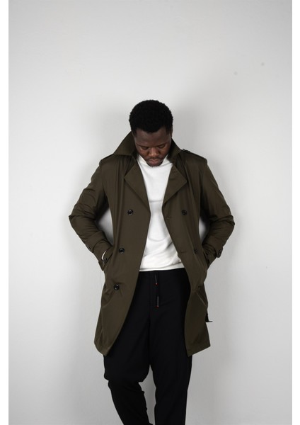 Slim Fit Erkek Haki Trençkot modelleri