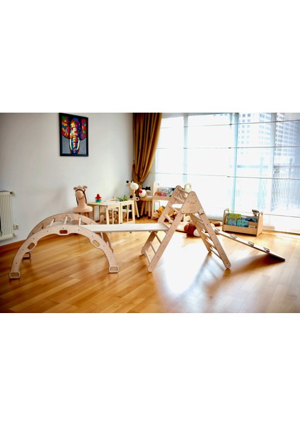 Pikler - Montessori Tırmanma Seti (Üçgen - Kemer - Merdiven Rampa - Taşlı Rampa) - Full set