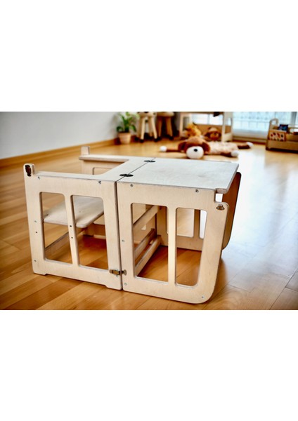Pikler - Montessori Masa ve Sandalye Özellikli Öğrenme Kulesi