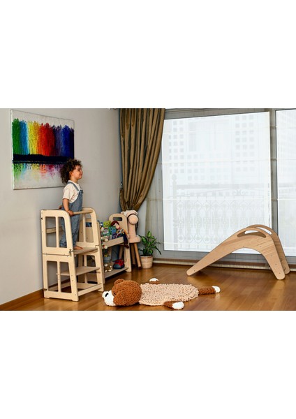 Pikler - Montessori Masa ve Sandalye Özellikli Öğrenme Kulesi